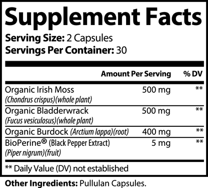 Sea Moss Burdock Root Bladderwrack Capsules